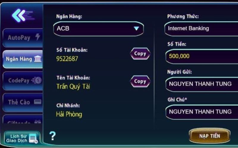 Đa dạng phương thức nạp rút tại 789club