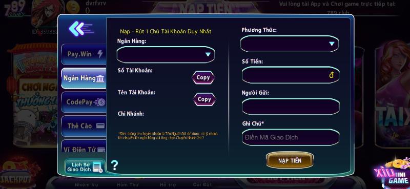 Rút tiền 789club dễ dàng 